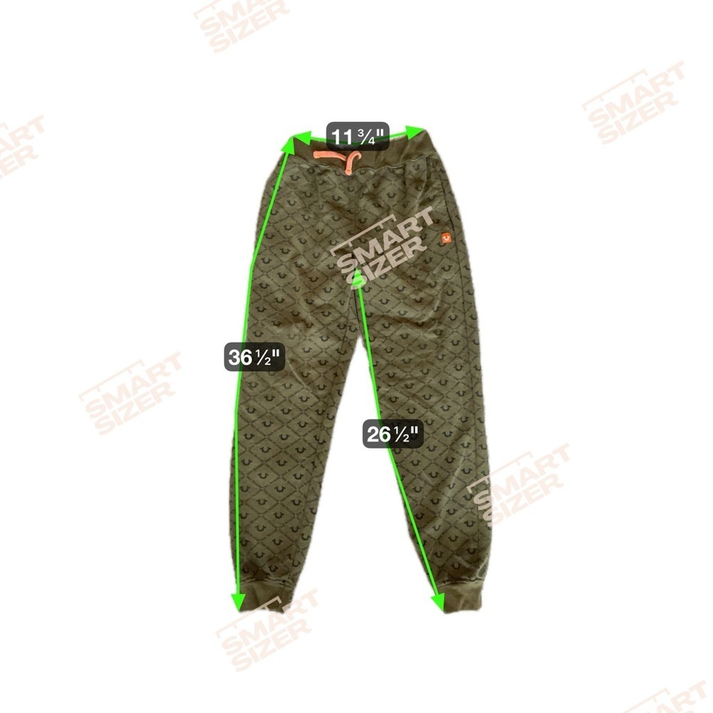 True Religion Youth Large Monogram Joggers Olive Y2K Streetwear - Picture 5 of 5